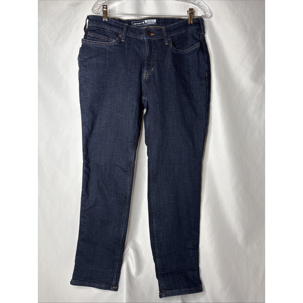 Carhartt Women's 8 Short Rugged Flex Relaxed Fit Fleece Lined Jeans BD5673-W NEW